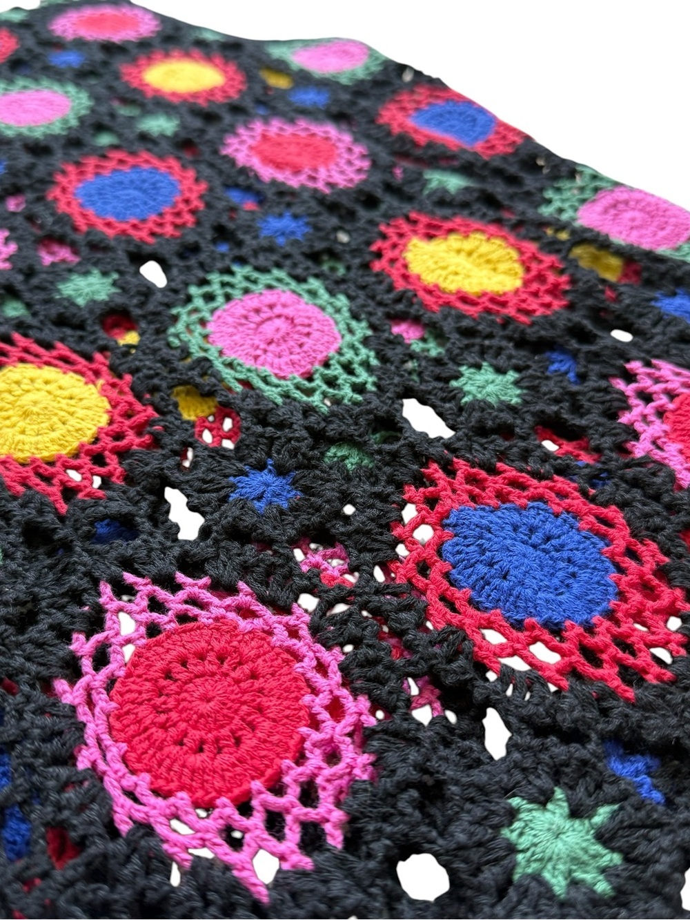 H&M Coachella Crochet Mini Dress Boho Festival Ibiza Granny Square Colorful Sz 6 - Picture 6 of 11